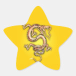 GELBES GOLDdrache-FANTASIE-GESCHÖPF-ORIENTALE-DIAG Stern Aufkleber