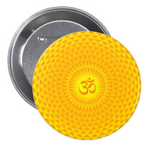 Gelbes goldenes Sun-Lotos-Blumen-Meditationsrad OM Buttons