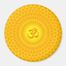 Gelbes goldenes Sun-Lotos-Blumen-Meditationsrad OM Magnets
