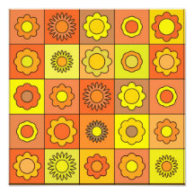 Gelbes und orange Hippie-Blumen-Muster Photographien