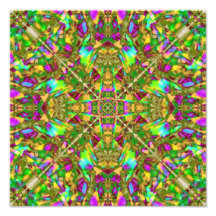 Gelbgrün und rosa Mandala-Muster Fotografischer Druck