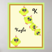 Gelbgrün-Vogelbaby Plakatdruck