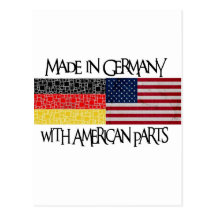 Gemacht in Deutschland mit amerikanischen Teilen Postkarte