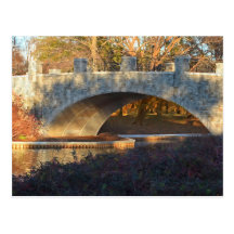 Gemalte Brücke am Sonnenuntergang Postkarten