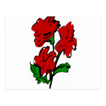 GEMALTE ROTE BLUMEN POSTKARTE