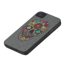 Gemalte Schädel-Blumenkunst Case-Mate iPhone 4 Hülle