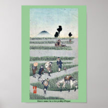 Genreszene in einem Reispaddy Ukiyoe Poster