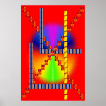 Geo-Schritt-Treppenhaus-Rot Poster