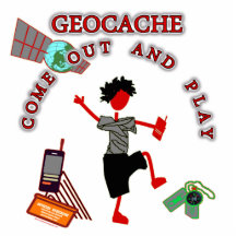 Geocache kommen heraus und spielen fotofiguren