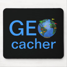 Geocacher Erde mit Flaggen Geocaching Mäusematte Mauspad