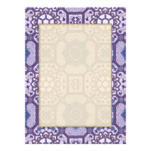 Geometrisches Blumen in Blauem und in Lila Personalisierte Ankündigungskarte