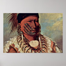 George Catlin - weißer Wolken-Kopf des Iowas Poster