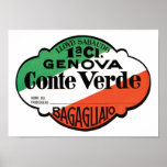 Gepäck-Aufkleber Genua Conte Verde Plakate