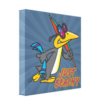 gerade alberner Cartoon beachy Strand Penguin Galerie Gefaltete Leinwand