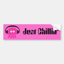 Gerade Chillin rosa Quallen mit Kopfhörern Auto Aufkleber