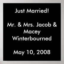 Gerade verheiratet! Herr u. Frau Jakob u. Macey Wi Plakat