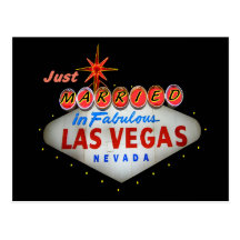 Gerade verheiratet in den Vegas-Hochzeits-Karten Postkarten