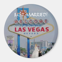 GERADE VERHEIRATET! In fabelhaftem Las Vegas-Knopf Kühlschrankmagnet
