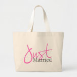 Gerade verheiratet (rosa Skript) Tasche