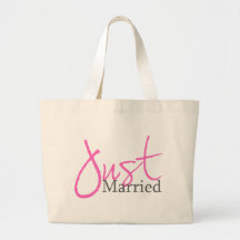 Gerade verheiratet (rosa Skript) Tasche