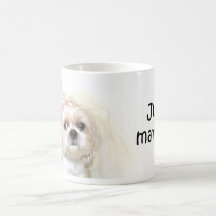 Gerade verheiratete Braut Shih Tzu Kaffee Haferl