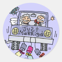 Gerade verheiratete Hochzeits-Aufkleber