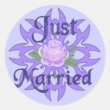 Gerade verheiratete Lavendel-Rose Aufkleber