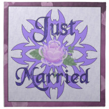 Gerade verheiratete Lavendel-Rose Bedruckte Serviette