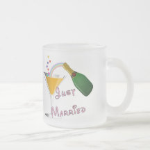 Gerade verheirateter Champagne-Hochzeits-Toast Kaffeetassen