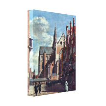 Gerrit Berckheyde - das Grote Markt in Haarlem Gespannter Galerie Druck