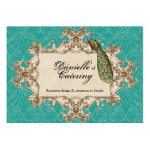 Geschäfts-Karten - aquamariner Vintager Pfau u. Ra Visitenkarte