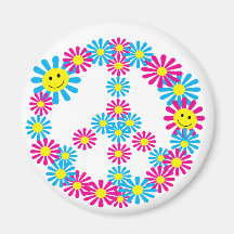 Gesichter des Blumen-Friedenszeichen-w/Smiley Magnete