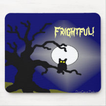 Gespenstische Eule im Baum Halloween Mauspad