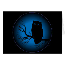 Gespenstische Eulen-blauer Mond Grußkarte