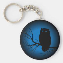 Gespenstische Eulen-blauer Mond Schlüsselanhänger