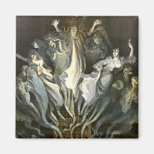 Gespenstische Vintage Halloween-Geister und Skelet Magnets