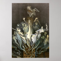 Gespenstische Vintage Halloween-Geister und Skelet Plakate