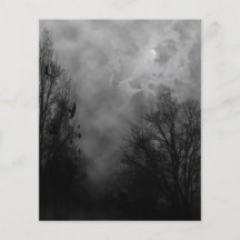 Gespenstischer Halloween-Himmel mit Raben-Flyer