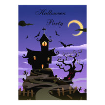 Gespenstisches Haus-Halloween-Party Ankündigungskarte