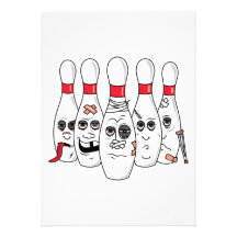 gesprengter oben verletzter BowlingsstiftCartoon Personalisierte Einladungskarte