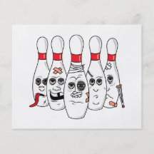 gesprengter oben verletzter BowlingsstiftCartoon Bedruckte Flyer