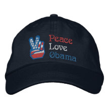 Gestickter Frieden, Liebe, Obama Besticktes Cap