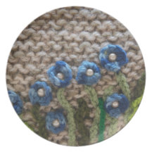 gestrickter Garten Flache Teller