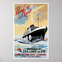Gewerkschafts-Dampf-Schiffs-Linie Vintage Anzeige Posterdrucke