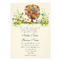 Gewirbelte Blumen-Liebe-Baum-Hochzeits-Einladung