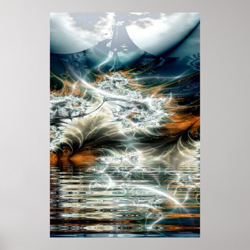 Gewitter über dem Gebirgssee Plakat