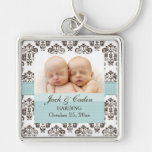 Gewohnheit paart Damast-Foto Keychain Blau und Bro Schlüsselbänder