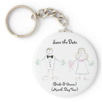 Gewohnheit Save the Date Keychain- Cartoon-Paare schlüsselanhänger
