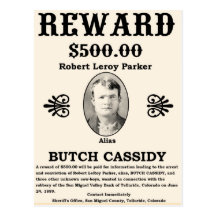 Gewollter Butch Cassidy Postkarten