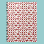 Gewundenes Notizbuch, Mistelzweig-Muster, rot notizbücher